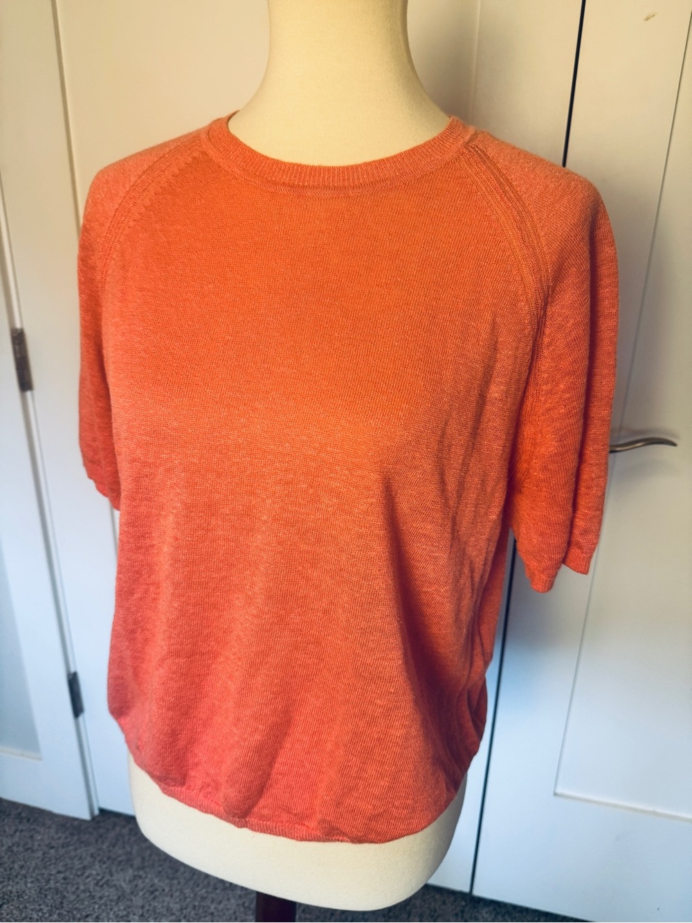 Banana Republic Silk Linen Blend Sweater Coral Short Sleeve Size M